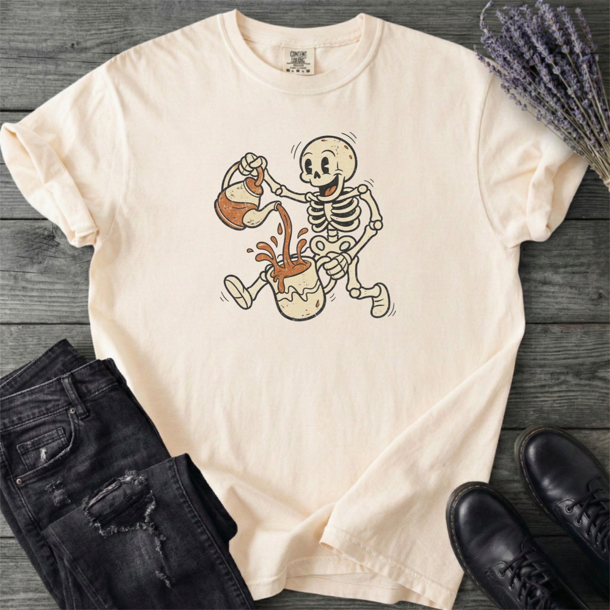 Coffee Skeleton Cartoon T-Shirt