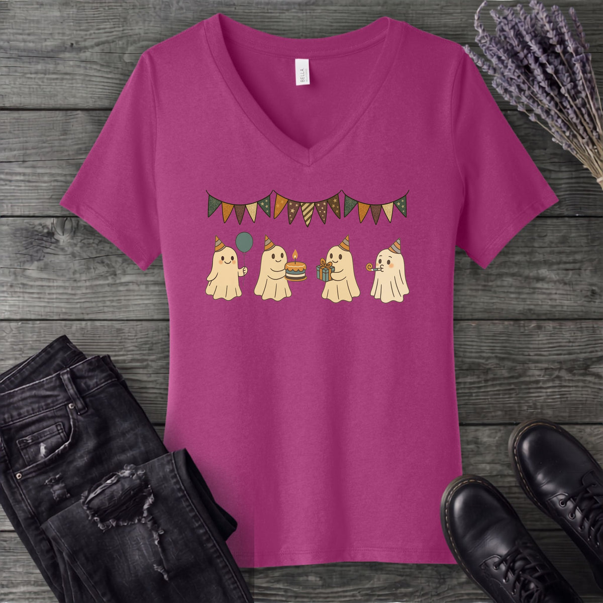 ghost birthday party V-Neck T-Shirt