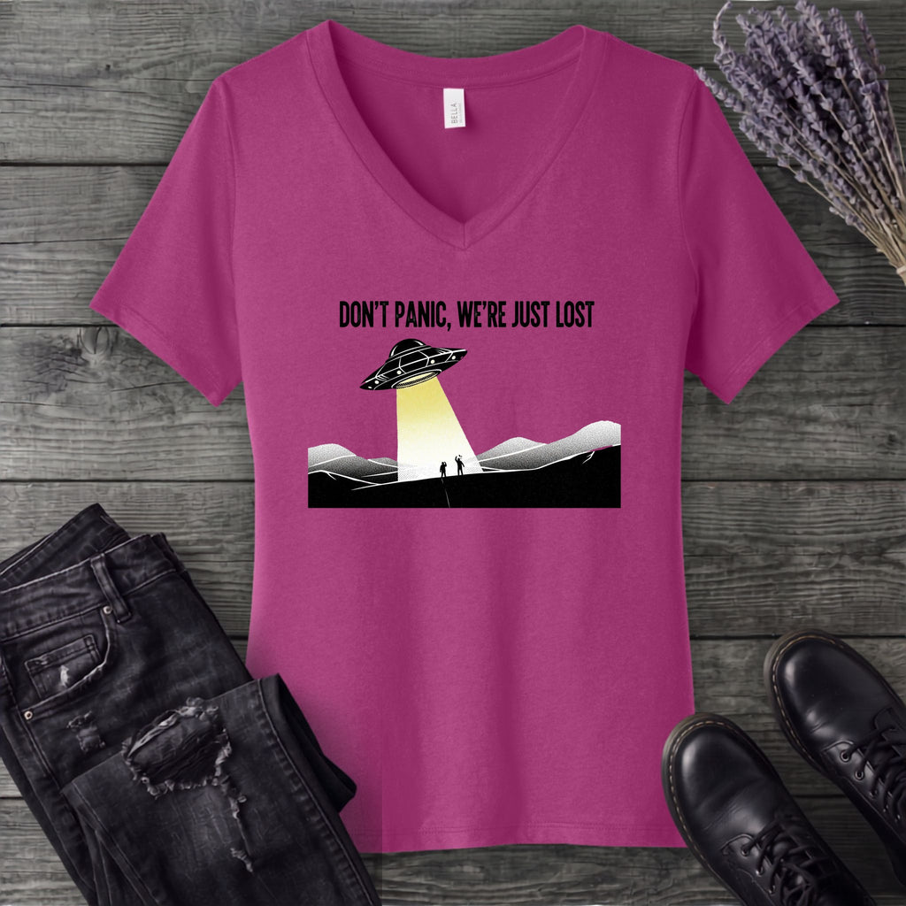 Dont Panic Were Lost V-Neck T-Shirt