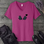 Cute Crow Couple V-Neck T-Shirt