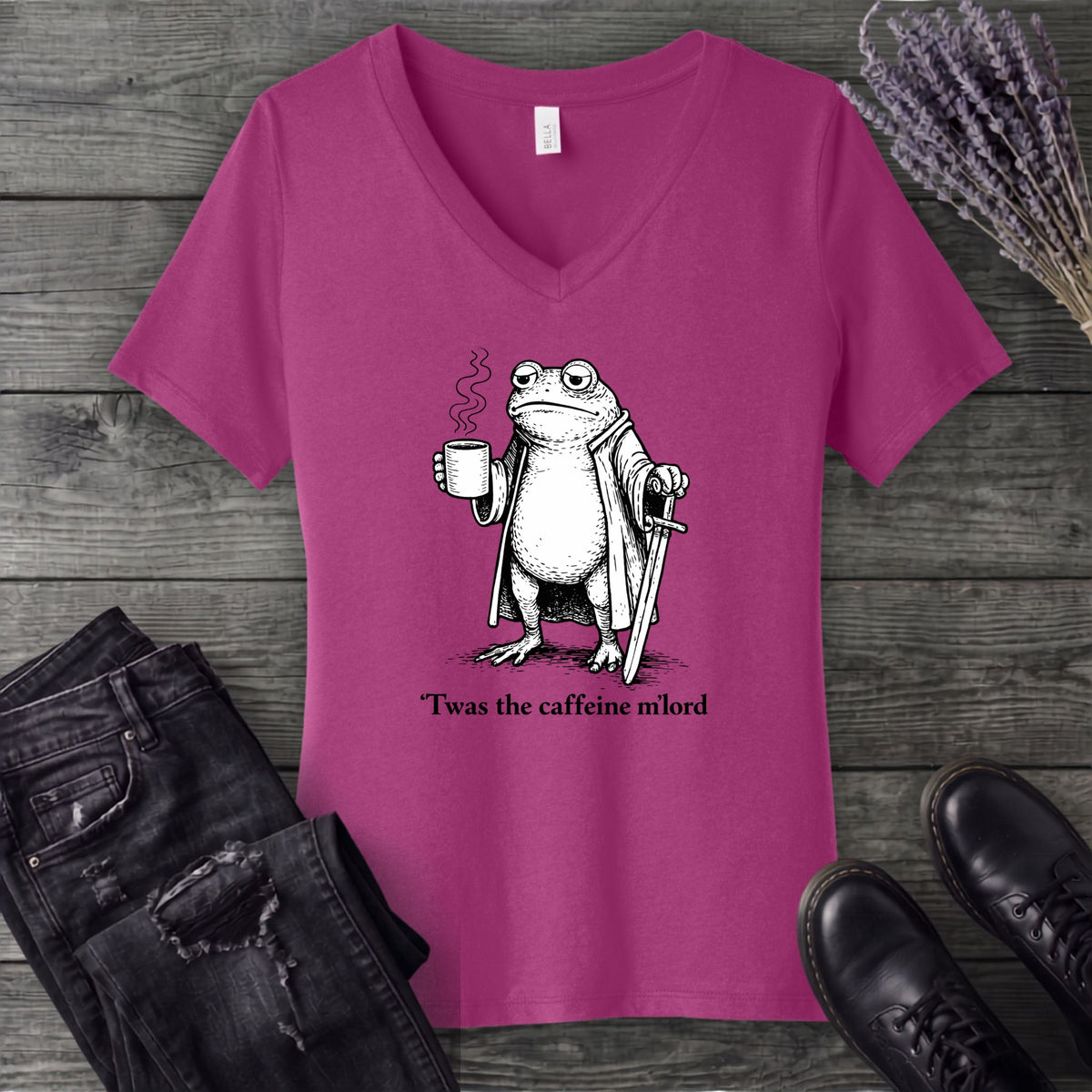 Twas The Caffeine V-Neck T-Shirt