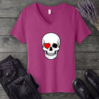 Heart Eye Skull V-Neck T-Shirt