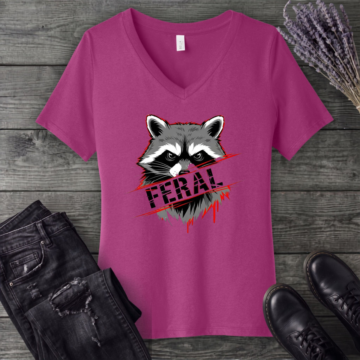 Feral Stencil V-Neck T-Shirt