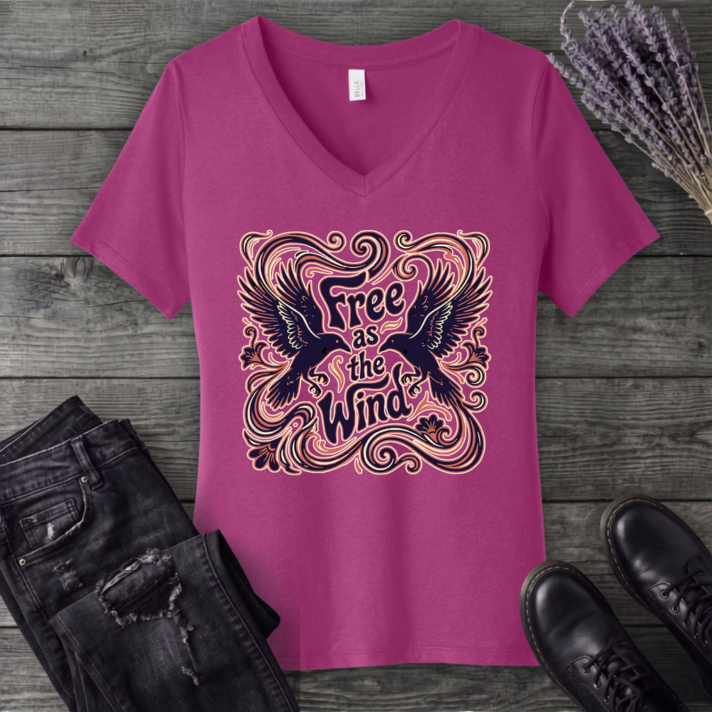 Free As The Wind Crows V-Neck T-Shirt