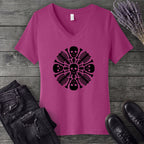 skeleton mandala V-Neck T-Shirt