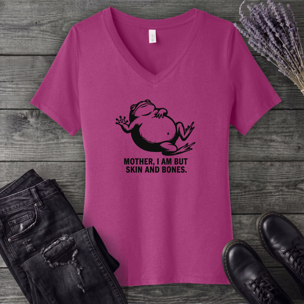 Mother I Am Skin And Bones Frog V-Neck T-Shirt