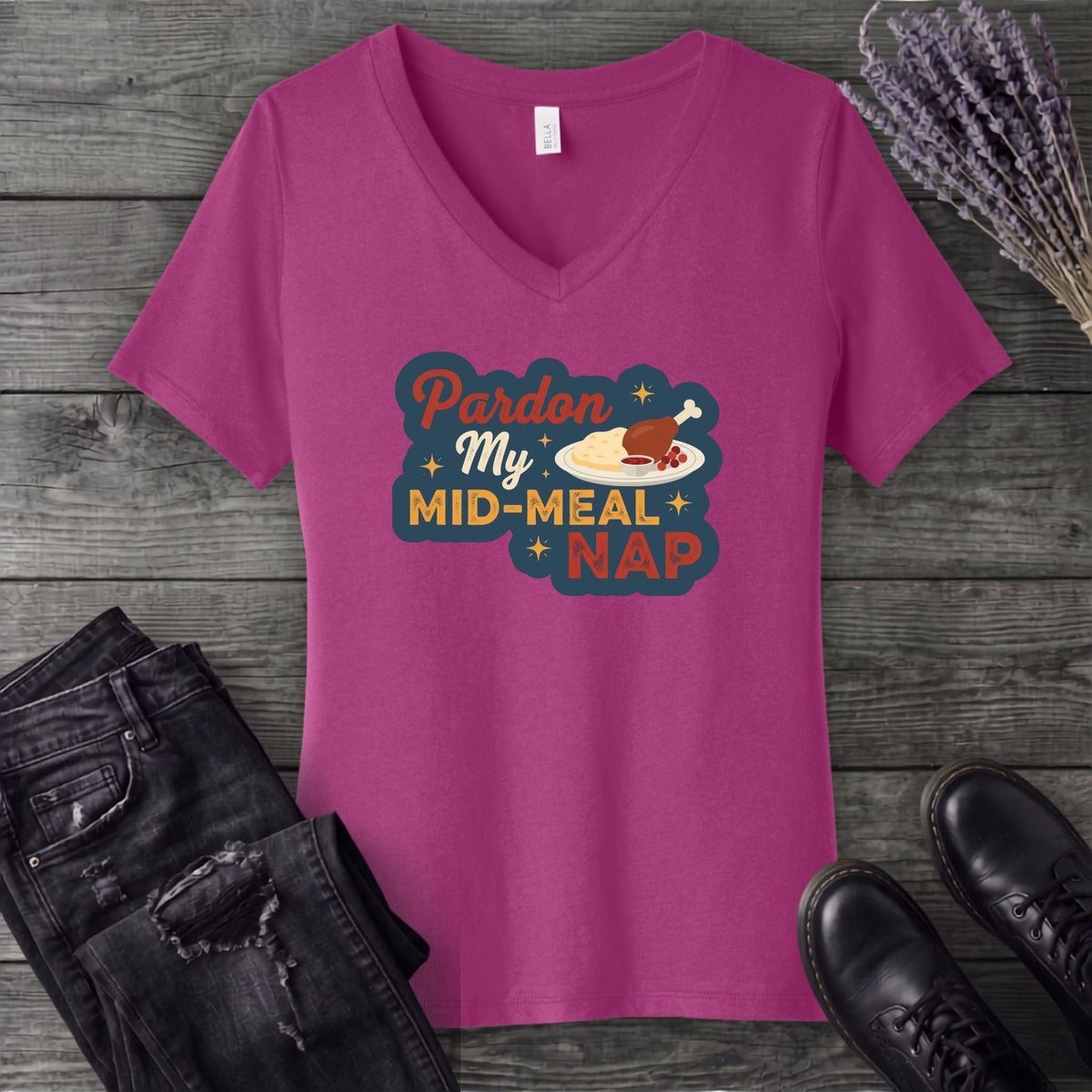 Mid Meal Nap V-Neck T-Shirt