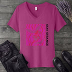 stay strange bats and cherries V-Neck T-Shirt