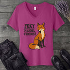 Foxy Feral Feminist V-Neck T-Shirt