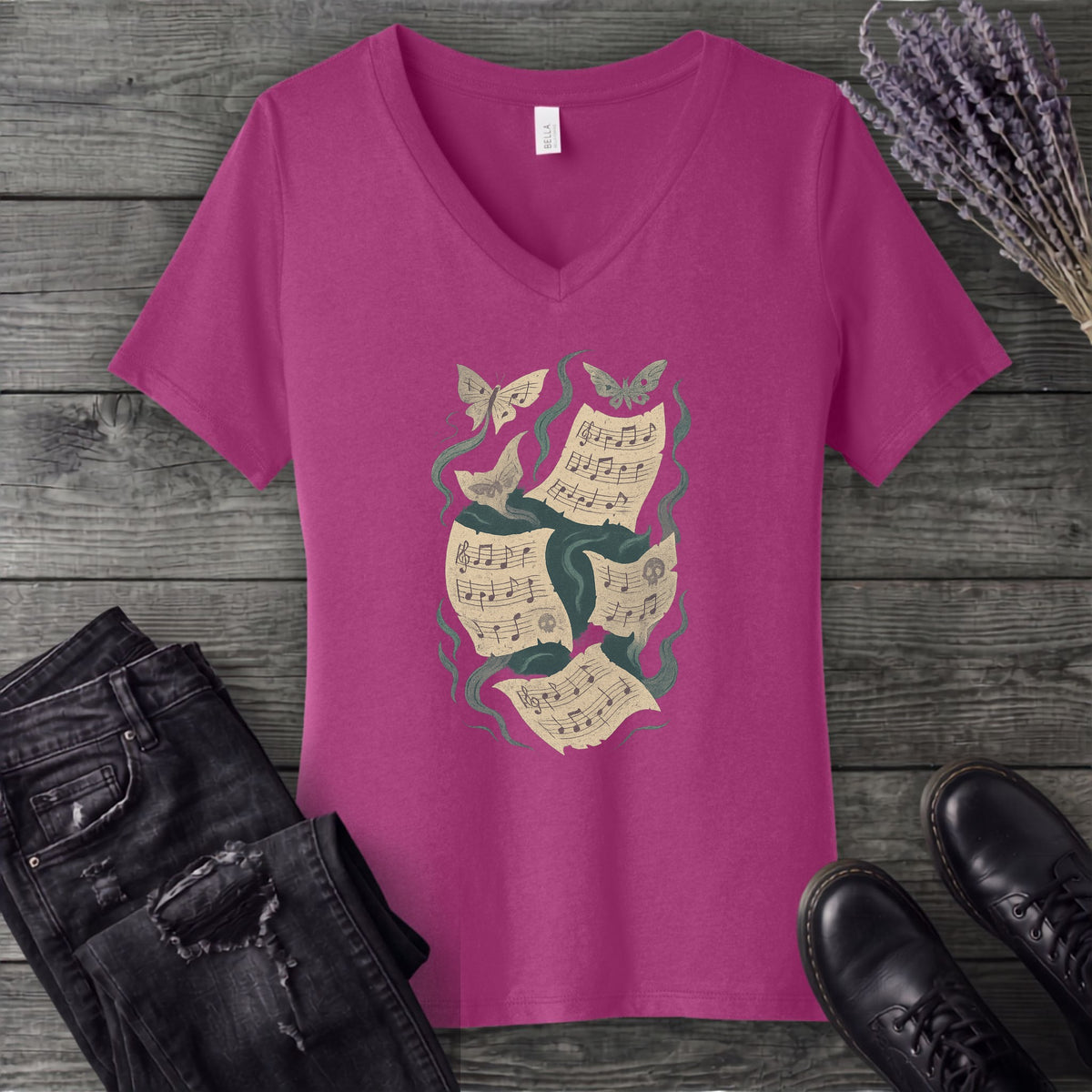 Spectral Sheet Music V-Neck T-Shirt