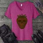 Strawberry Skull V-Neck T-Shirt