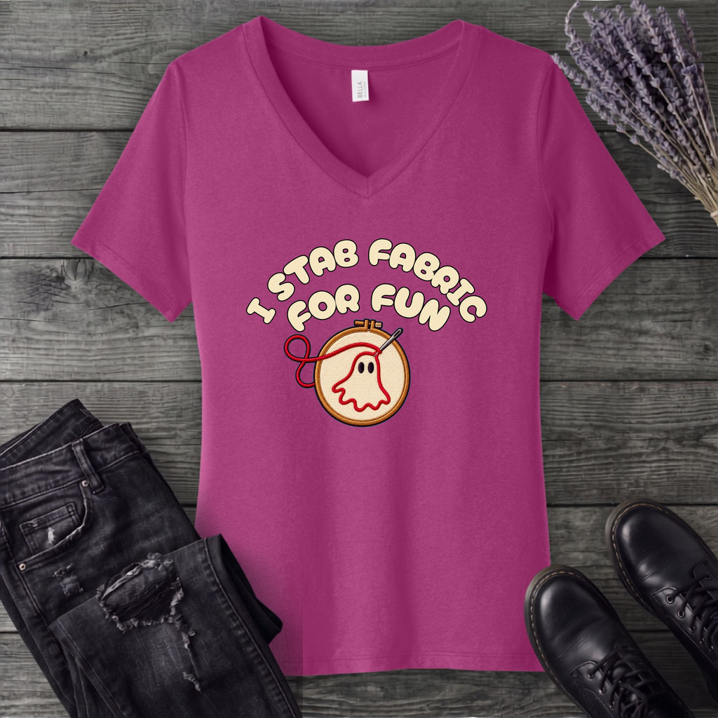 Stab Fabric V-Neck T-Shirt