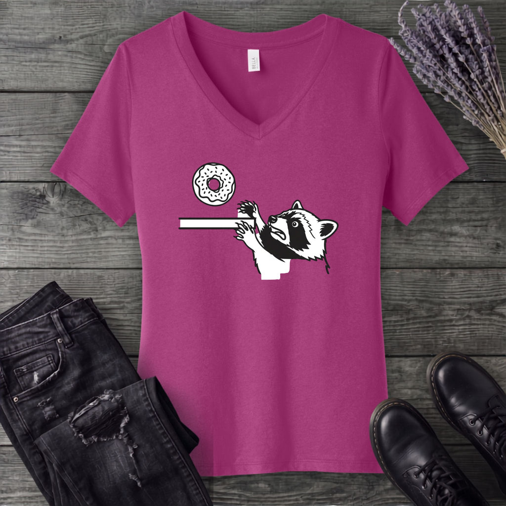 Raccoon Donut V-Neck T-Shirt