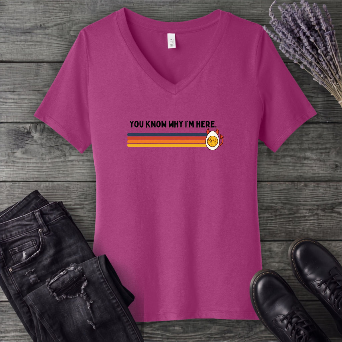 Retro Deviled Egg V-Neck T-Shirt