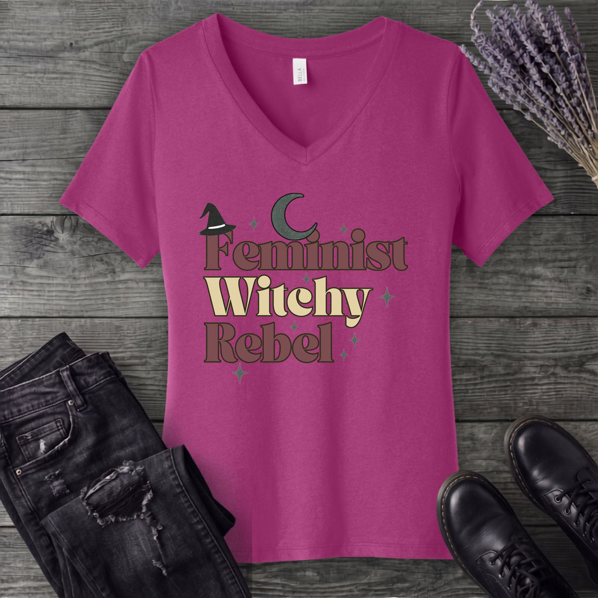 Feminist Witchy Rebel V-Neck T-Shirt