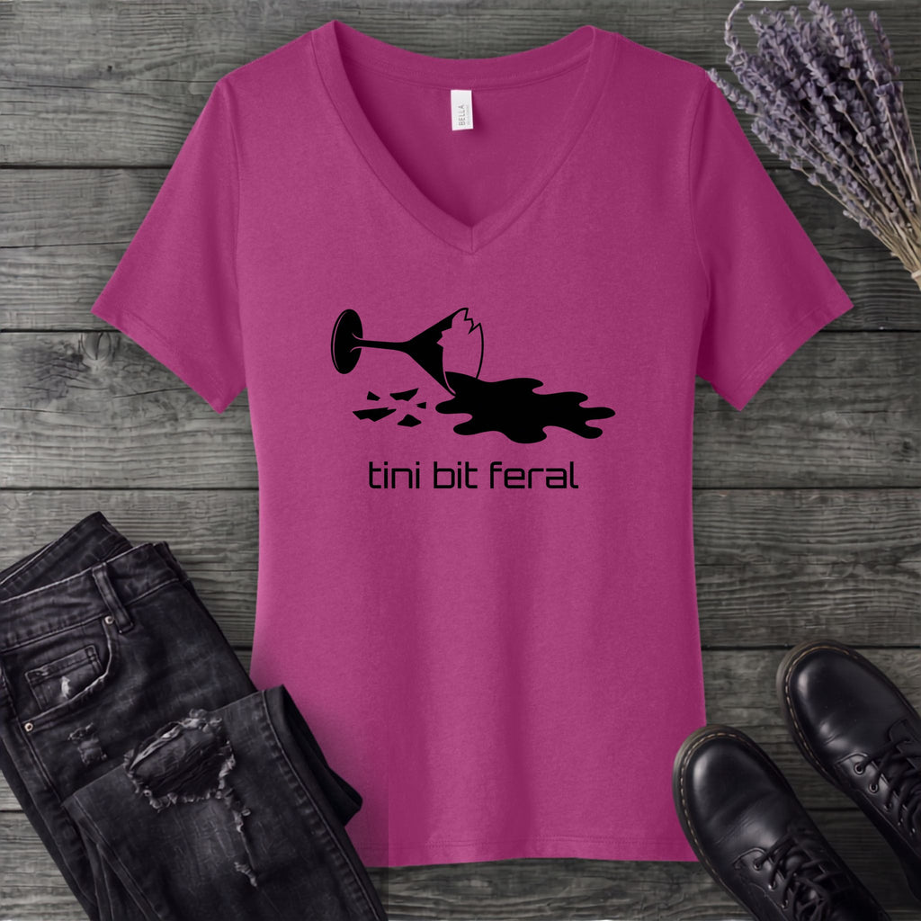tini bit feral V-Neck T-Shirt