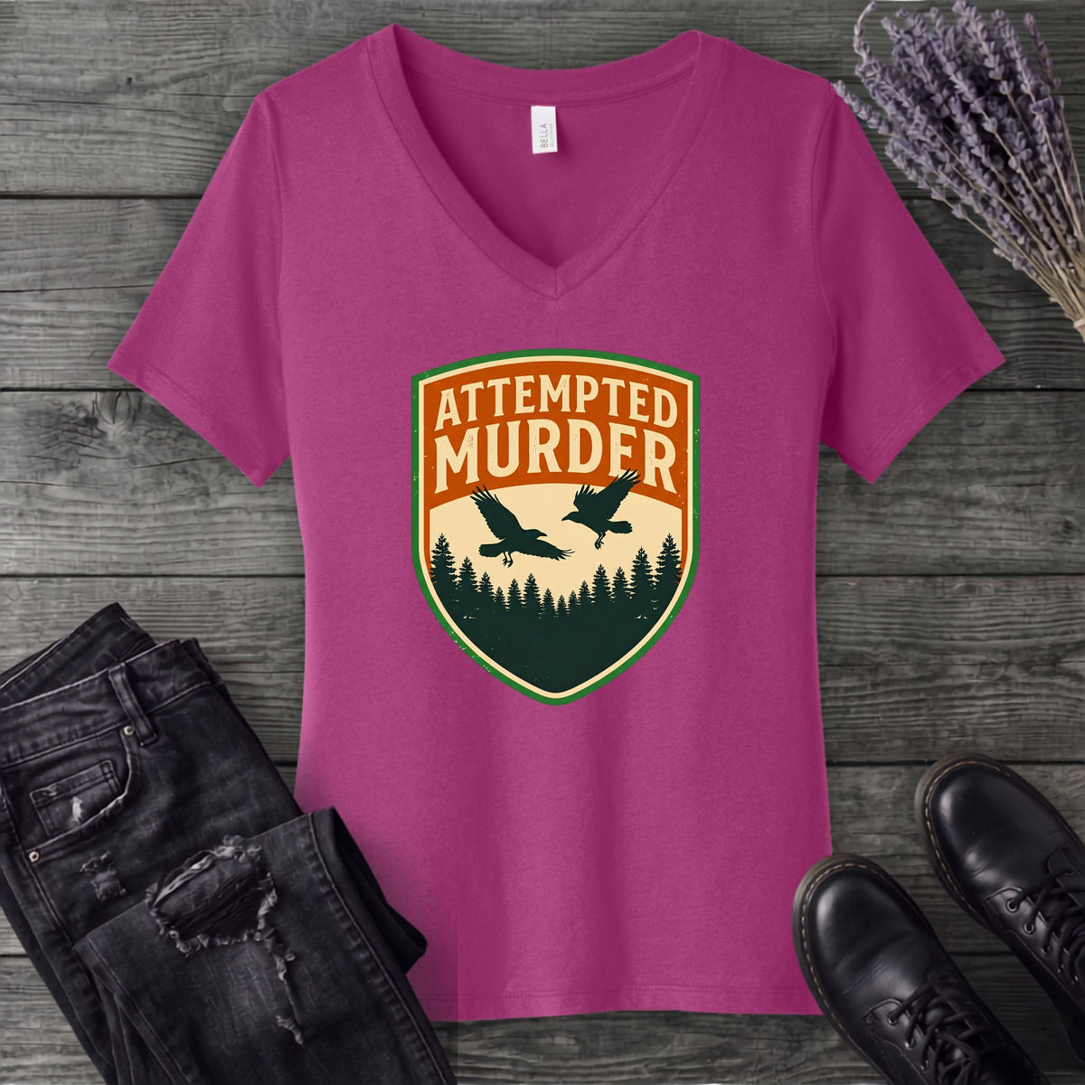 Attempted Murder Crows V-Neck T-Shirt