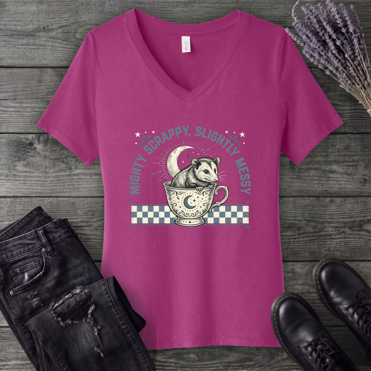Might Scrappy Slightly Messy V-Neck T-Shirt