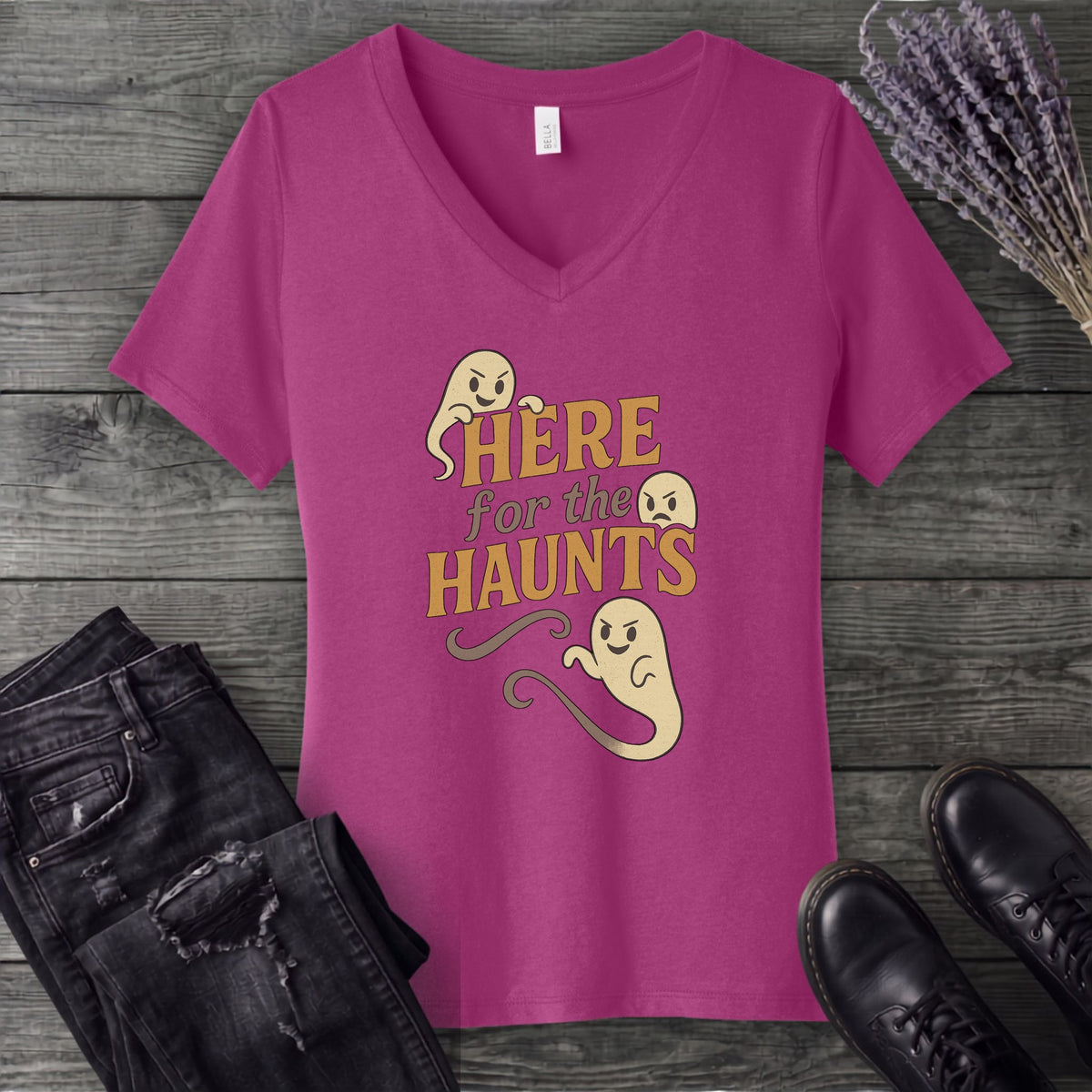 Here For The Haunt V-Neck T-Shirt