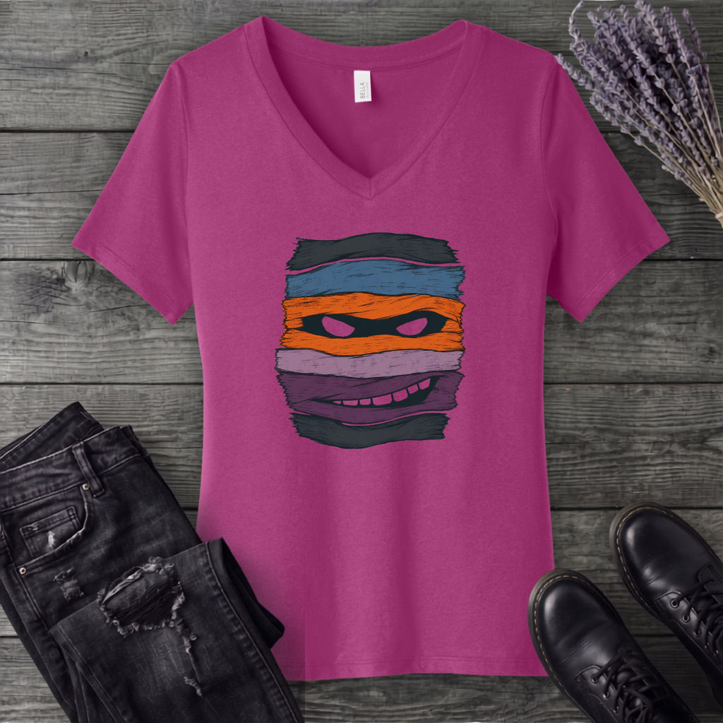 Mummy Stripes V-Neck T-Shirt