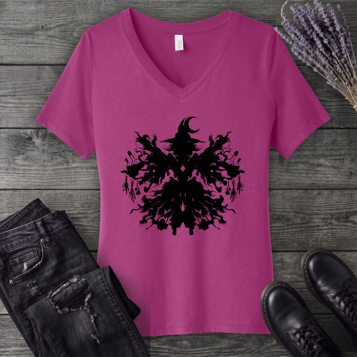 inkblot witch V-Neck T-Shirt