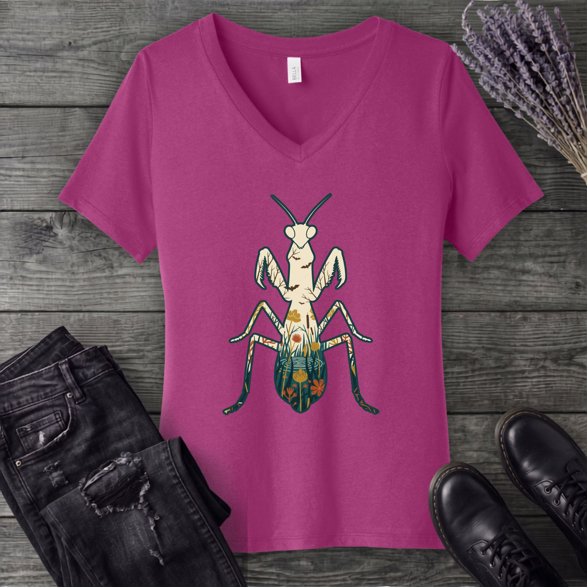 Mantis Silhouette V-Neck T-Shirt