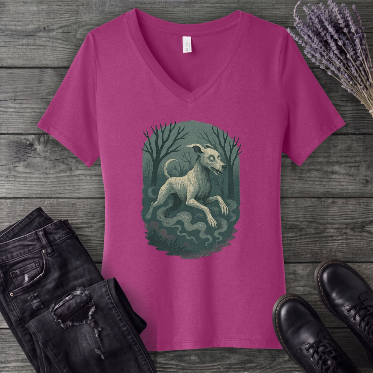 Woodland Spirits Hound V-Neck T-Shirt
