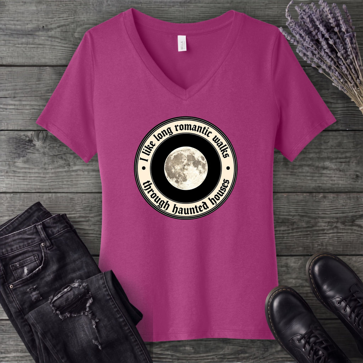 Long Romatic Walks Haunted House V-Neck T-Shirt