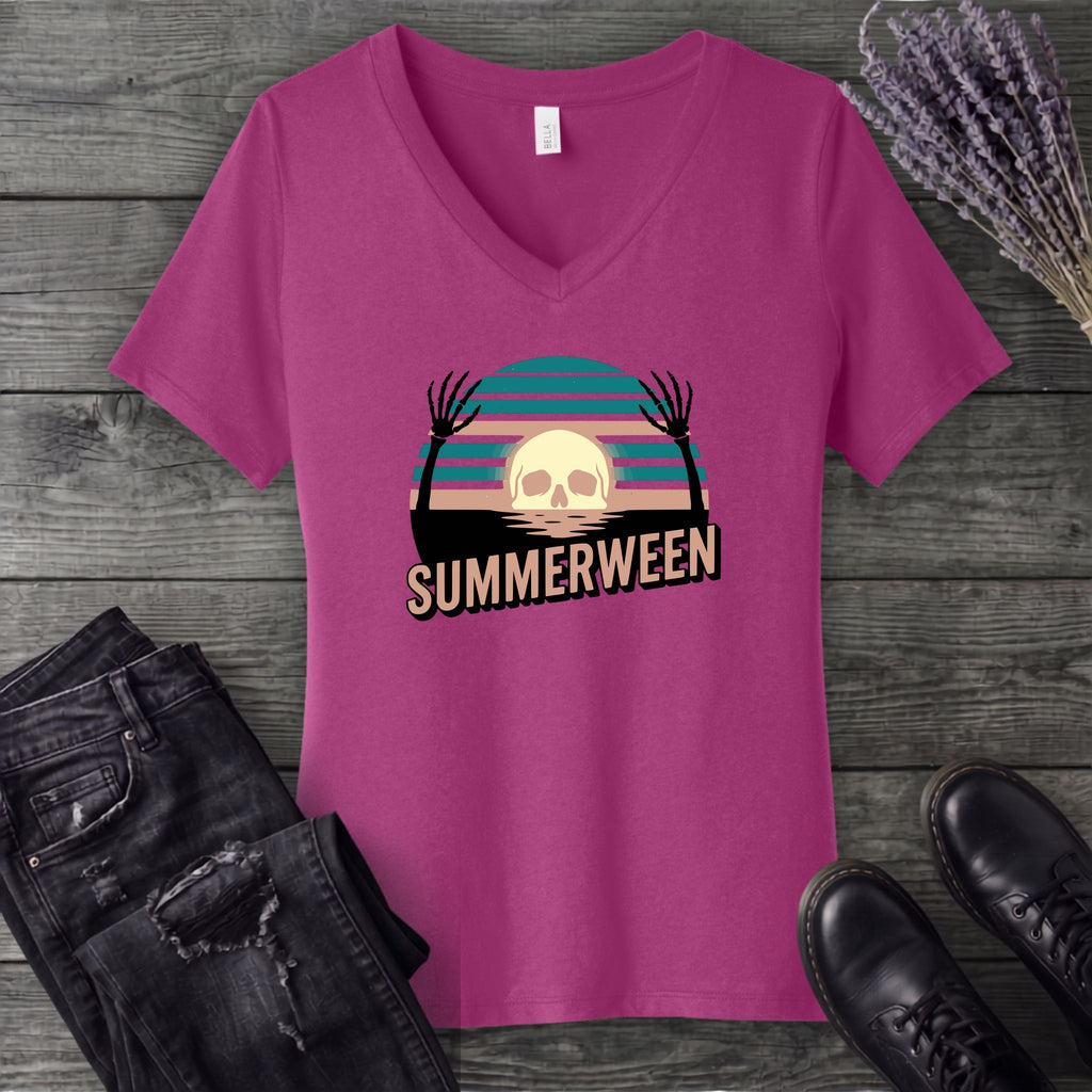 Summerween Skull V-Neck T-Shirt