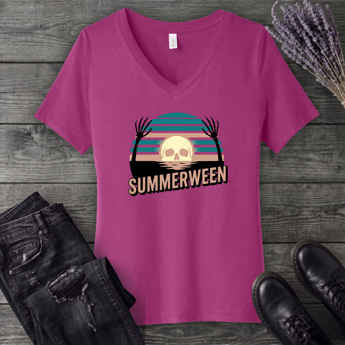 Summerween Skull V-Neck T-Shirt
