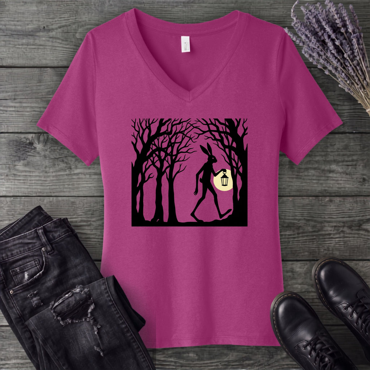 tall rabbit spooky easter V-Neck T-Shirt