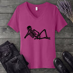 Lounging Skeleton V-Neck T-Shirt