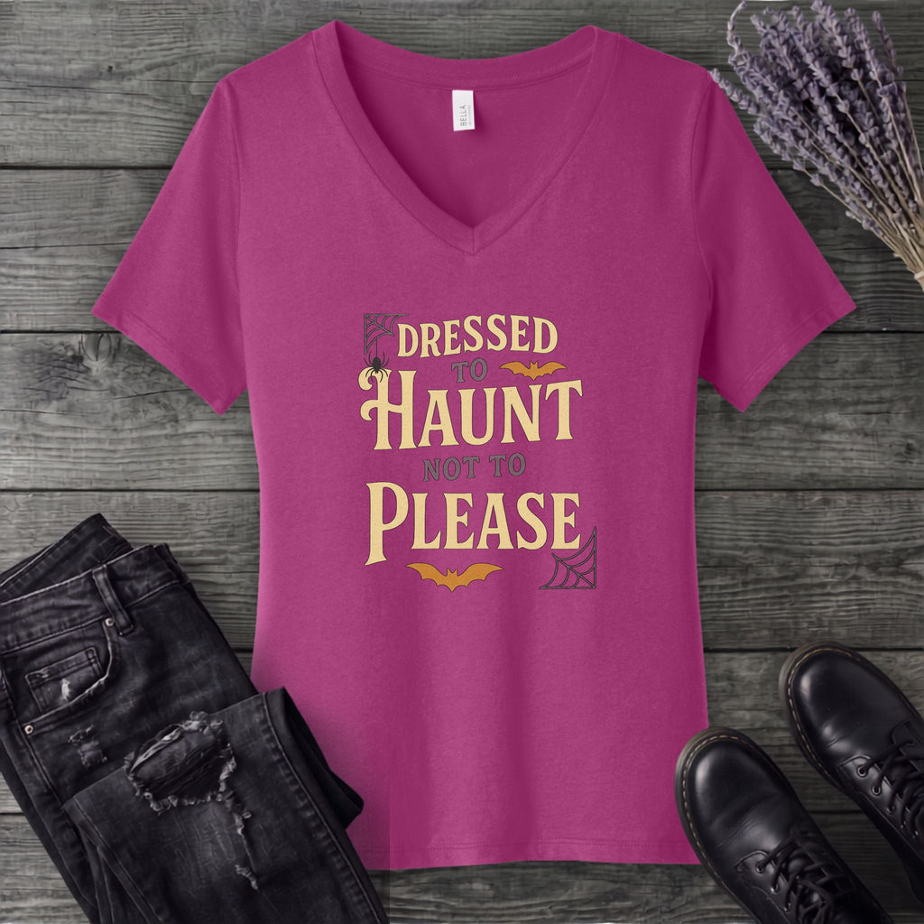 Dressed To Haunt Not To Please V-Neck T-Shirt