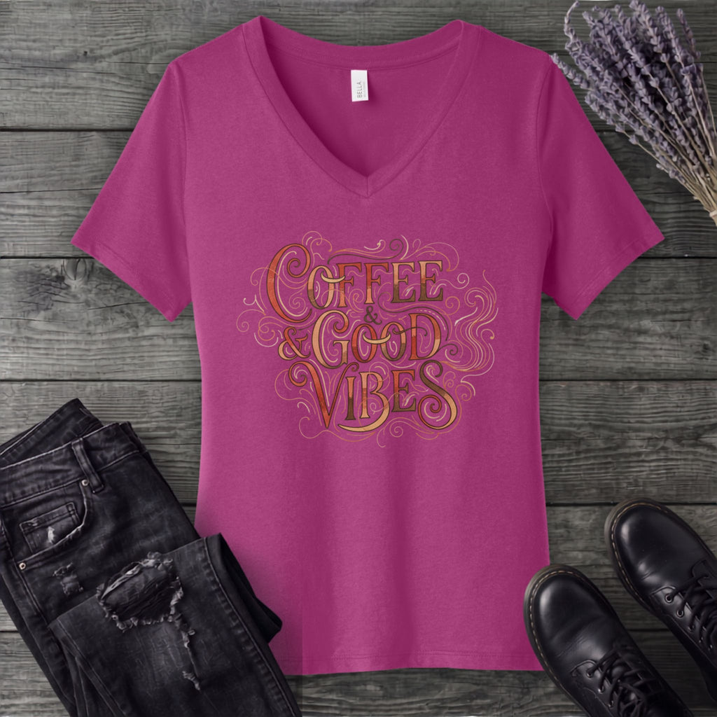 Coffee And Good Vibes V-Neck T-Shirt