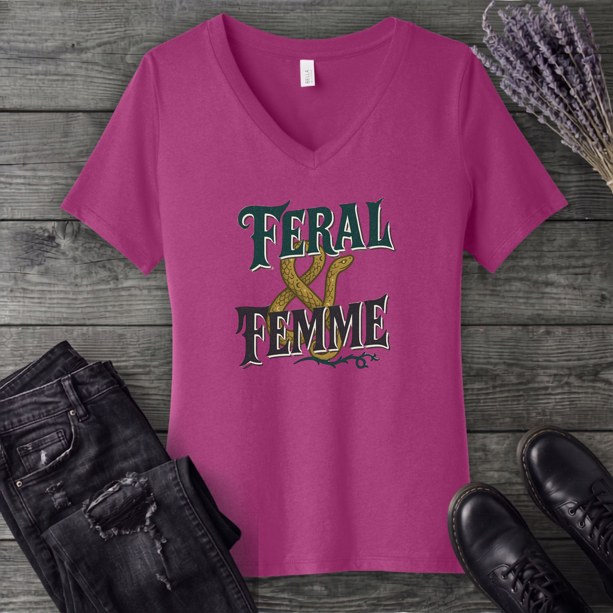 Feral And Femme V-Neck T-Shirt