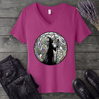stained glass botanical witch V-Neck T-Shirt