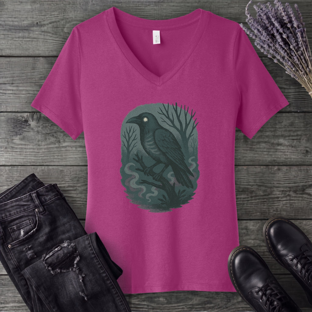 Woodland Spirits Raven V-Neck T-Shirt