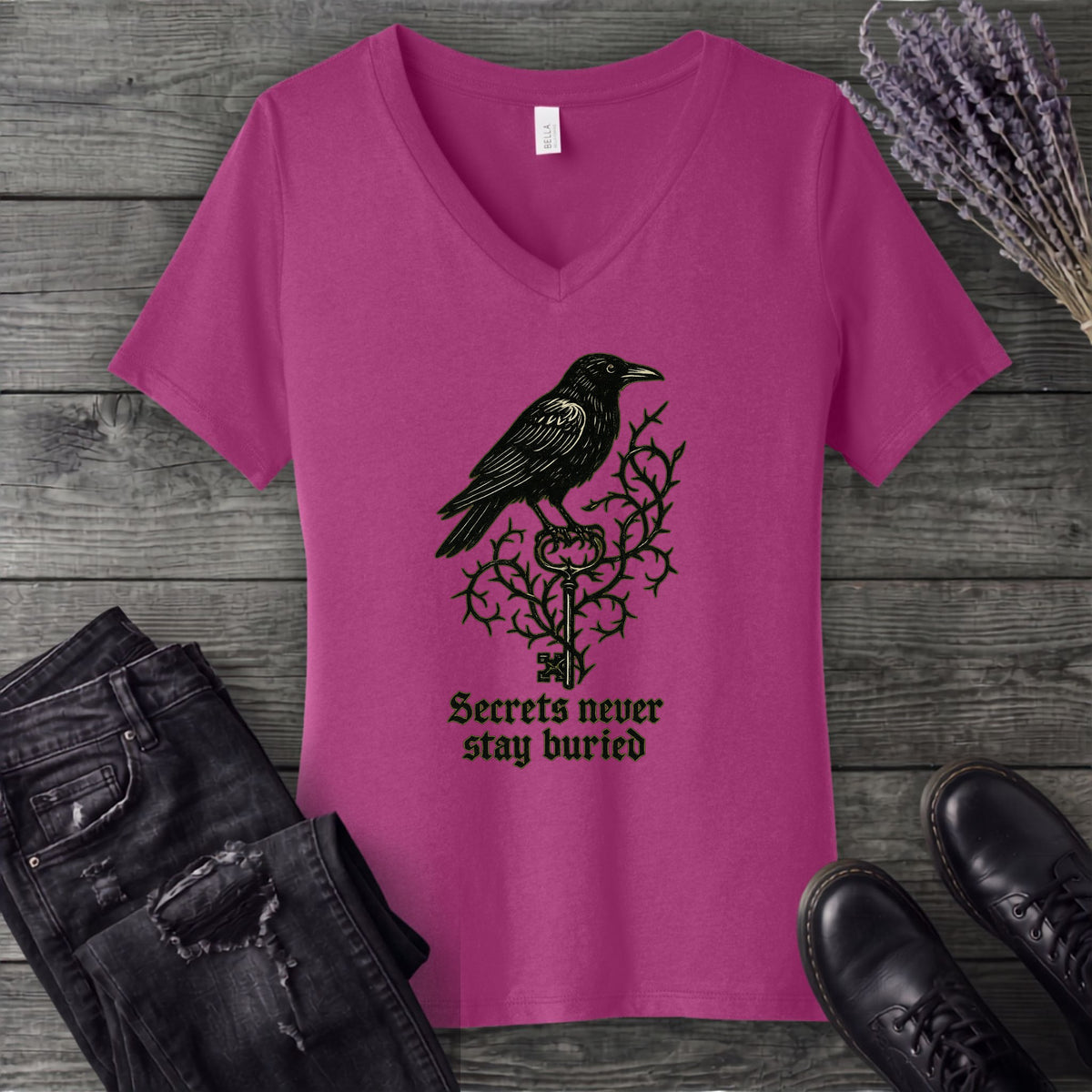 Secrets Never Stay Buried V-Neck T-Shirt