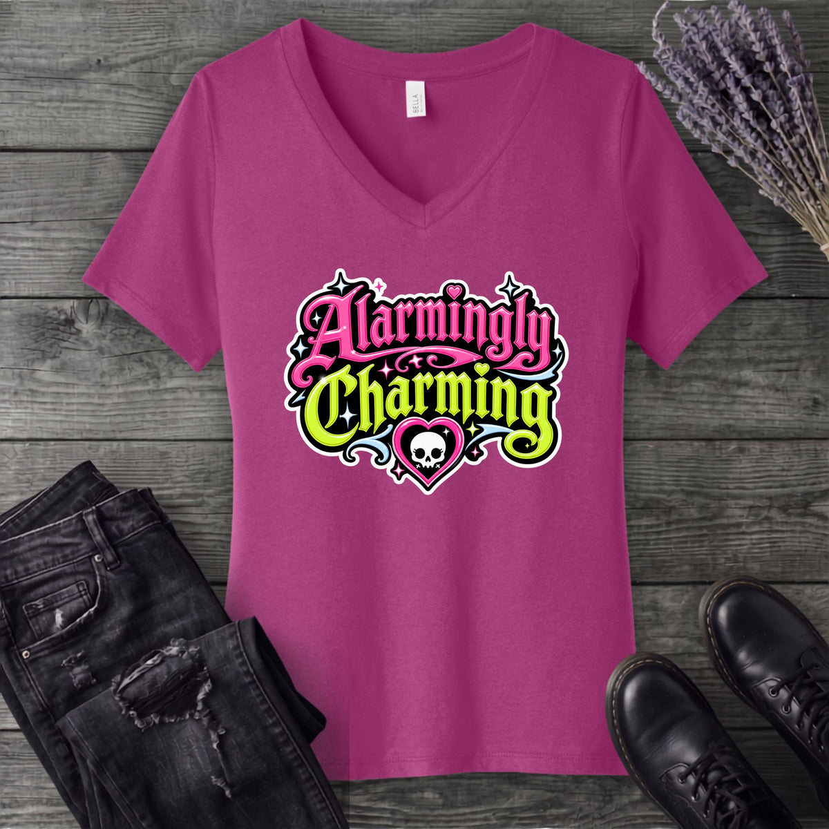 Alarmingly Charming V-Neck T-Shirt