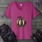 Striped Pumpkin V-Neck T-Shirt