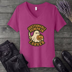 Questionable Pumpkin Carver V-Neck T-Shirt