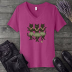 Hula Black Cat Trio V-Neck T-Shirt