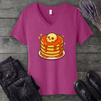 Skull Butter Pancakes V-Neck T-Shirt