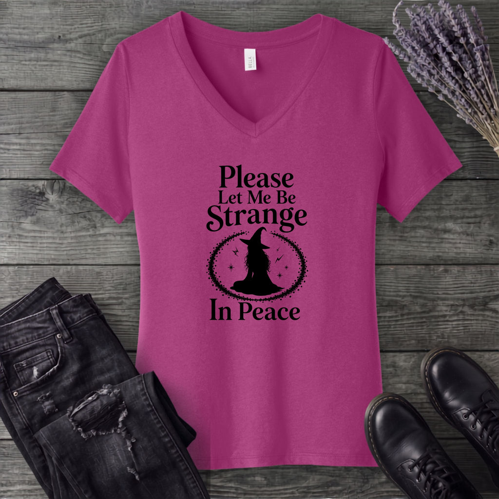 Please Let Me Be Strange In Peace V-Neck T-Shirt