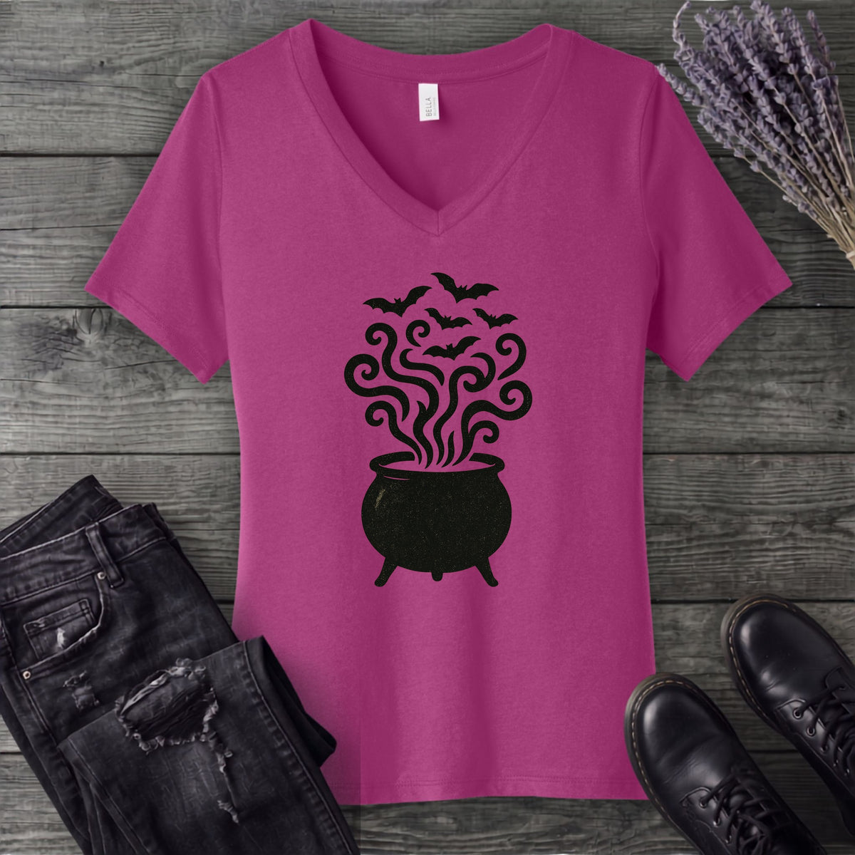 Bat Cauldron V-Neck T-Shirt
