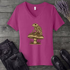 Frog Skeleton Mushroom V-Neck T-Shirt