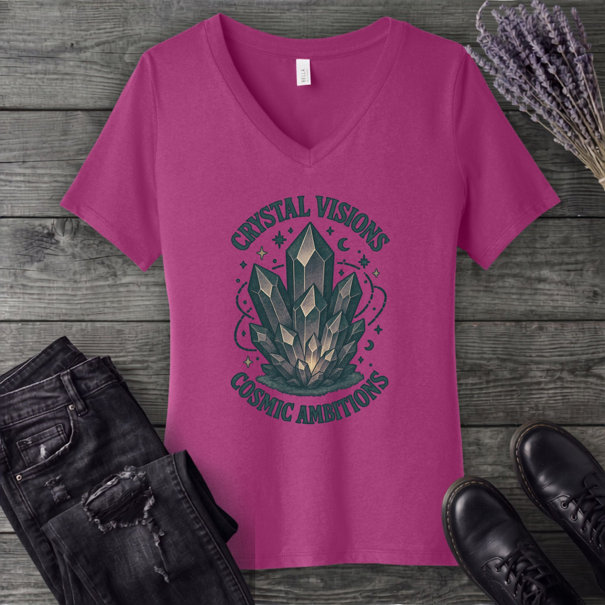 Crystal Visions Cosmic Ambitions V-Neck T-Shirt