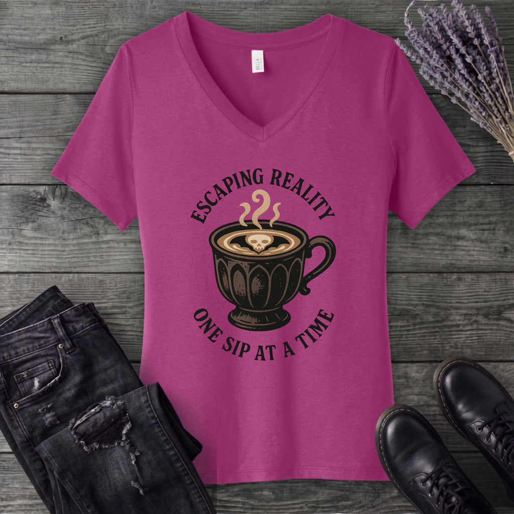 Escaping Reality One Sip At A Time V-Neck T-Shirt