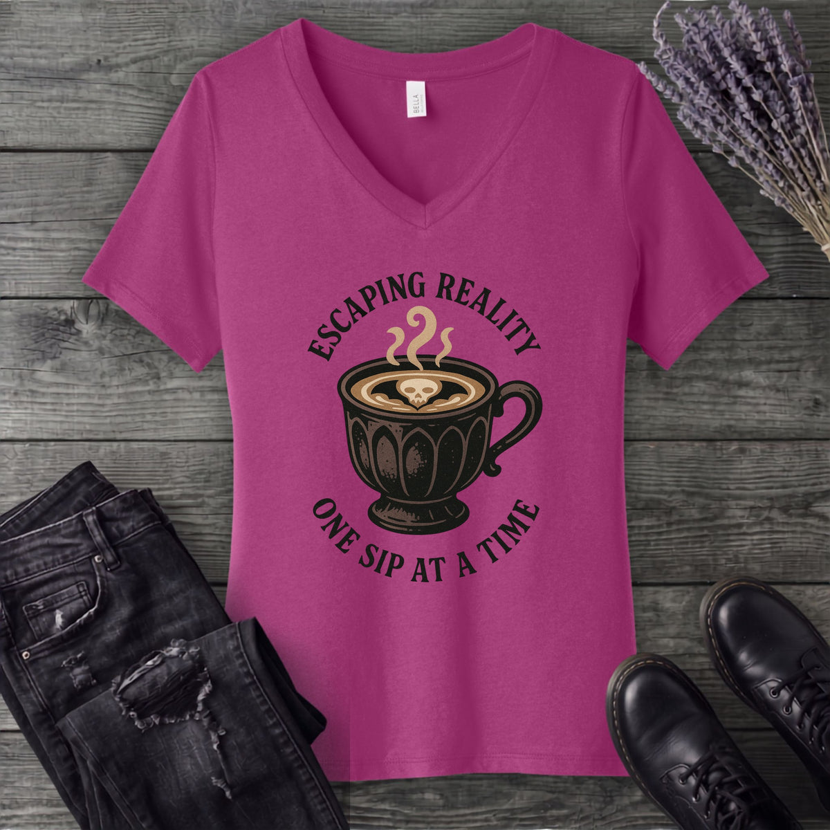 Escaping Reality One Sip At A Time V-Neck T-Shirt