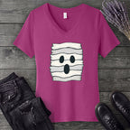 Fabric Strip Ghost V-Neck T-Shirt